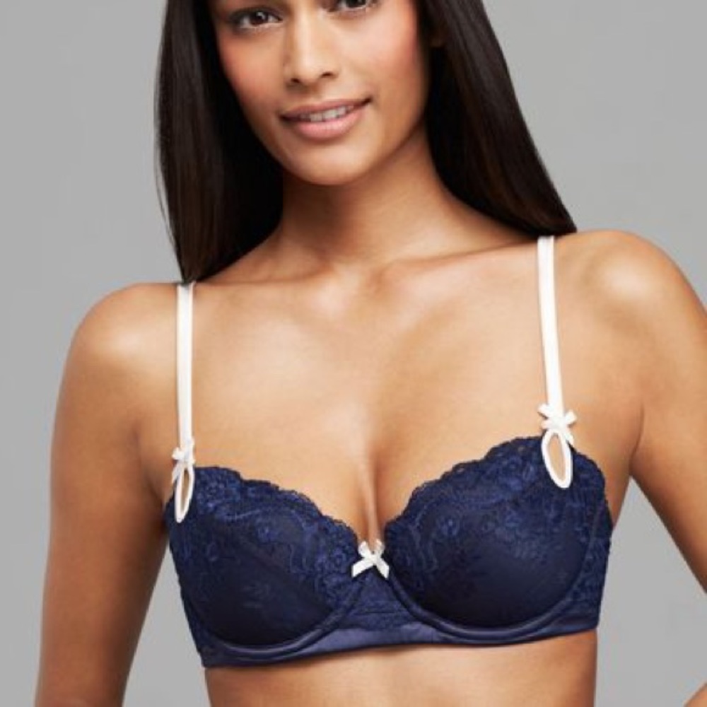Elle Macpherson Blue Bra Exotic Plume Contour Balconette